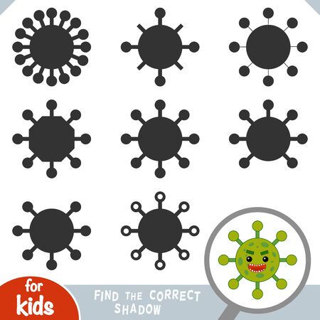 Find the correct shadow, education game for children, Cute bacteria and virus characterのイラスト素材