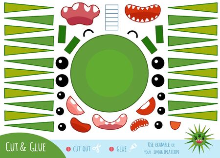 Education paper game for children, Cute bacteria and virus character. Create a funny face for cartoon character. Use scissors and glue to create the image.のイラスト素材