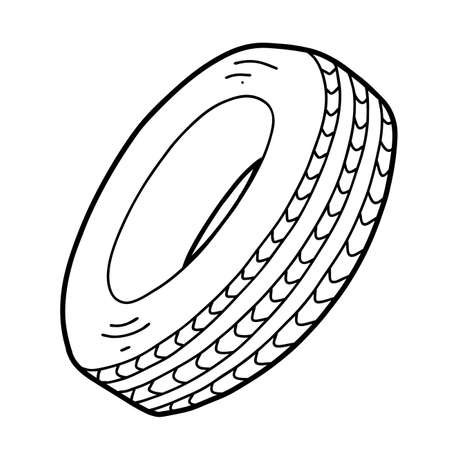 Coloring book for children, Car tireのイラスト素材
