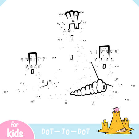 Numbers game, education dot to dot game for children, Sand castleのイラスト素材