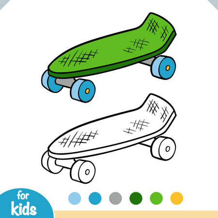 Coloring book for children, Skateboardのイラスト素材