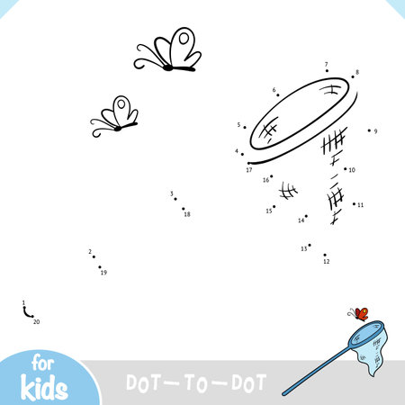Numbers game, education dot to dot game for children, Butterfly netのイラスト素材