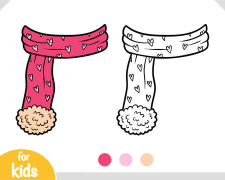 Coloring book for children, Scarf for girlsのイラスト素材