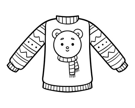 Coloring book for children, Sweater with a polar bearのイラスト素材