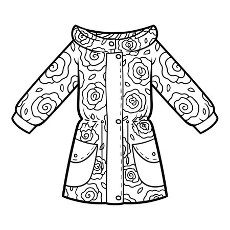 Coloring book for children, Girls parka jacketのイラスト素材