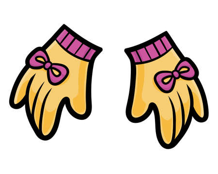 Cartoon vector illustration for children, Gloves for girlsのイラスト素材