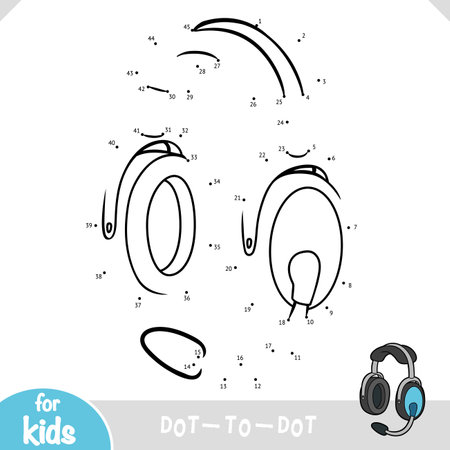Numbers game, education dot to dot game for children, Pilots headphonesのイラスト素材