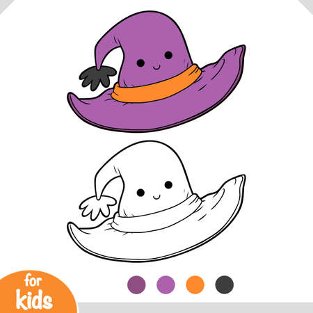 Coloring book for children, Character halloween hatのイラスト素材