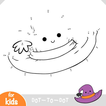 Numbers game, education dot to dot game for children, Character halloween hatのイラスト素材