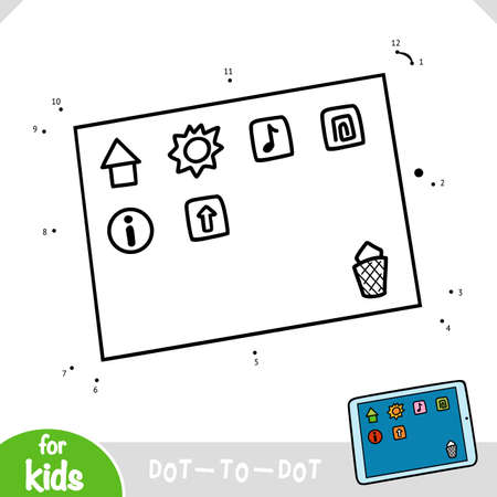 Numbers game, education dot to dot game for children, Tabletのイラスト素材