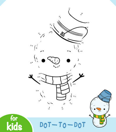 Numbers game, education dot to dot game for children, Snowmanのイラスト素材