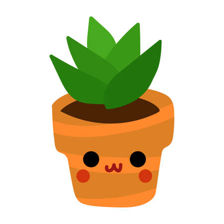 Cartoon vector illustration for children, Cute succulent in a potのイラスト素材
