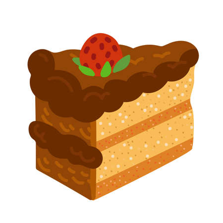 Cartoon vector illustration for children, Cartoon illustration cake with strawberry