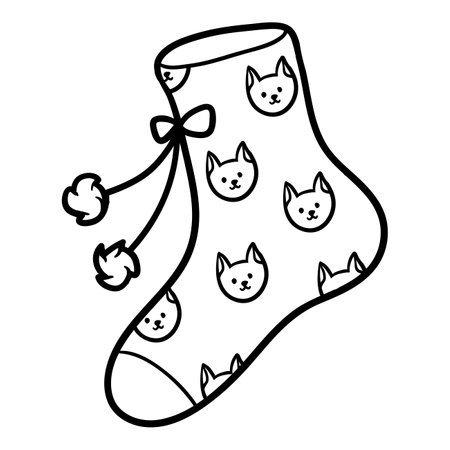 Coloring book for children, Sock with cat patternのイラスト素材