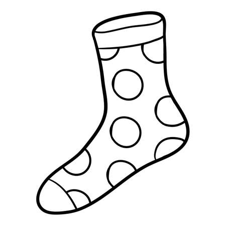 Coloring book for children, Sock with polka dot patternのイラスト素材