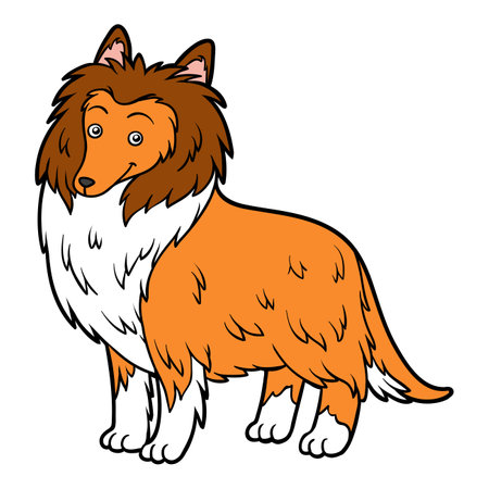 Cartoon vector illustration for children, Collie dogのイラスト素材