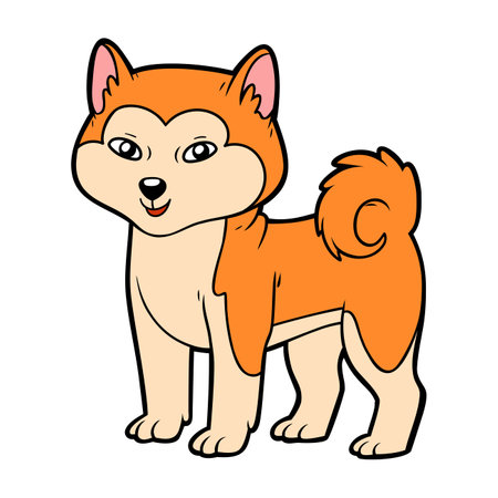 Cartoon vector illustration for children, Akita inuのイラスト素材