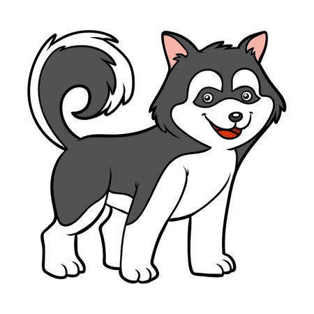 Cartoon vector illustration for children, Huskyのイラスト素材