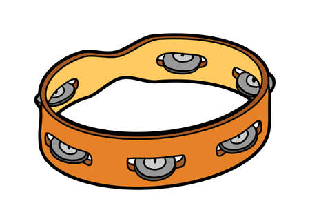 Cartoon vector illustration, Tambourine. colorful musical instrumentsのイラスト素材