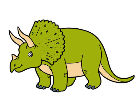 Cartoon vector illustration for children, dinosaur Triceratopsのイラスト素材