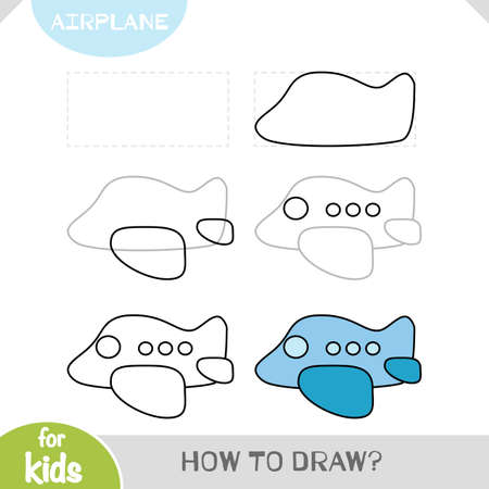 How to draw Airplane for children. Step by step drawing tutorial. A simple guide to learning to drawのイラスト素材