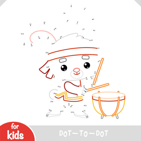 Numbers game, education dot to dot game for children, Chinese new year character rabbit and drum Tangguのイラスト素材