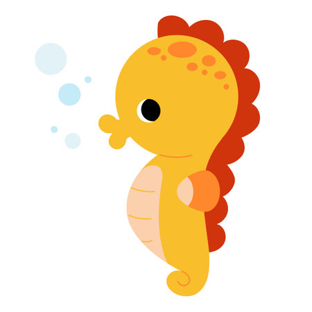 Cartoon vector illustration for children, sea animals cute sea horseのイラスト素材