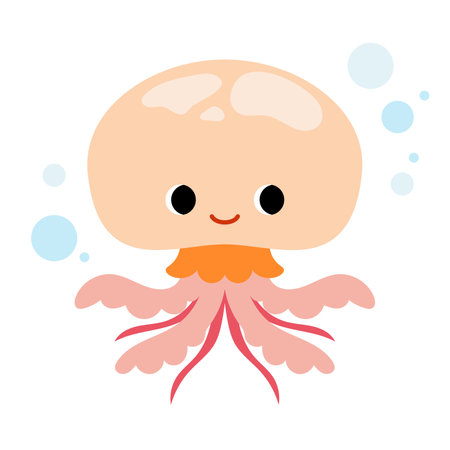 Cartoon vector illustration for children, sea animal cute Jelly fishのイラスト素材