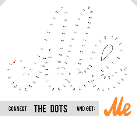 Lettering Word Me by dot to dot for children and adults. Numbers game for postcards, congratulations and activity booksのイラスト素材