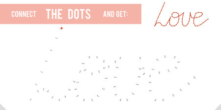 Lettering Word Love by dot to dot for children and adults. Numbers game for postcards, congratulations and activity booksのイラスト素材