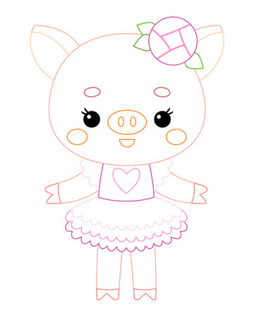 Coloring book for children, Cartoon cute character ballerina pigのイラスト素材