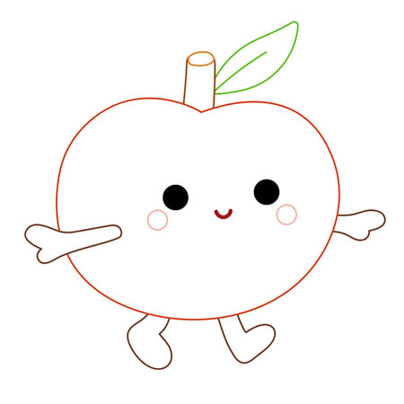 Coloring book for children, Cartoon cute character appleのイラスト素材