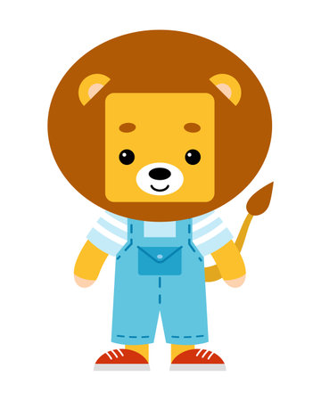 Cartoon vector illustration for children, cute character lionのイラスト素材