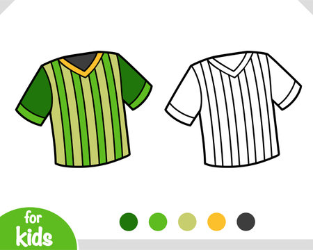 Short-Sleeved Football Shirt, Coloring book for children, sport equipmentのイラスト素材