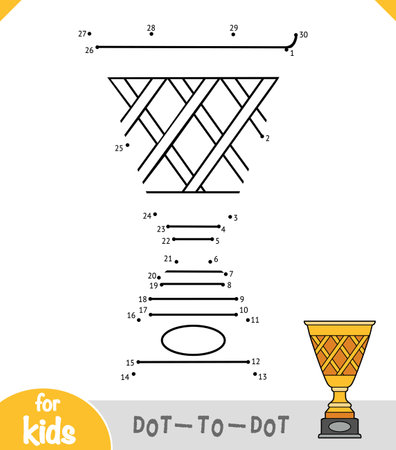 Numbers game, education dot to dot game for children, Sports trophy cupのイラスト素材