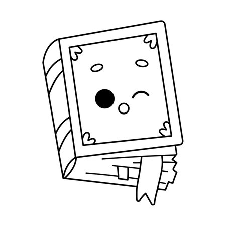 Coloring book for children, Cute character magic bookのイラスト素材