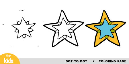 Cartoon star, education dot to dot game for children. Christmas activity worksheetのイラスト素材