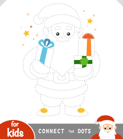 Santa Claus and gifts, connect the dots, education game for childrenのイラスト素材