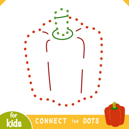 Connect the color dots, education game for children, Red pepperのイラスト素材
