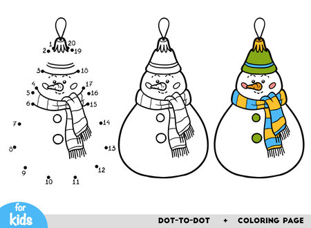 Christmas tree toy snowman, education dot to dot game for children. Christmas activity worksheetのイラスト素材