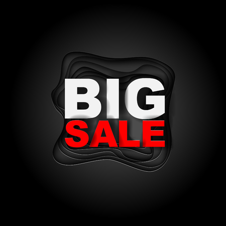 Big sale. White letters on a cut out paper backgroundのイラスト素材