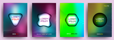 Future Poster template. Template for brochure and flyer cover design with lines and Colourful halftone gradientsのイラスト素材