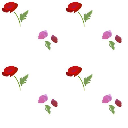 seamless floral pattern with poppies on white background. vector illustration.のイラスト素材
