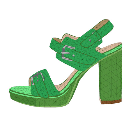 isolated mosaic heels on white background. women footware. vector illustration.のイラスト素材