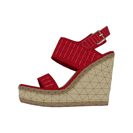 isolated mosaic heels on white background. women footware. vector illustration.のイラスト素材