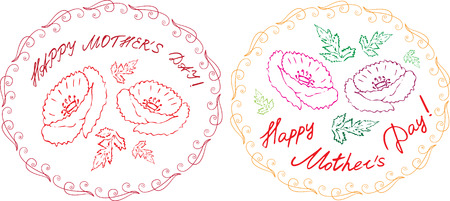 Happy mother's day cards set with handdrawn floral elements and handlettering. vector illustration.のイラスト素材