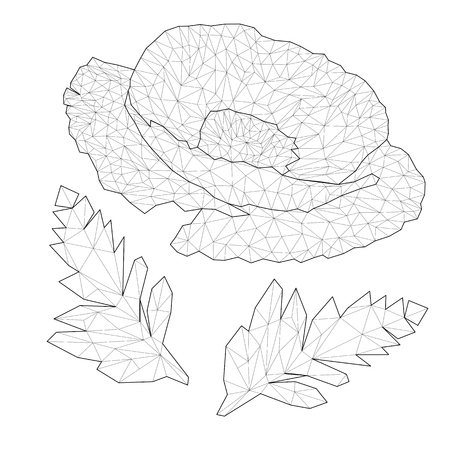 tender mosaic poppies for coloring and design. isolated on white background. vector illustration.のイラスト素材