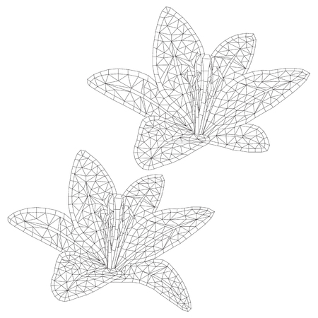 tender mosaic lilies for coloring and design. isolated on white background. vector illustration.のイラスト素材