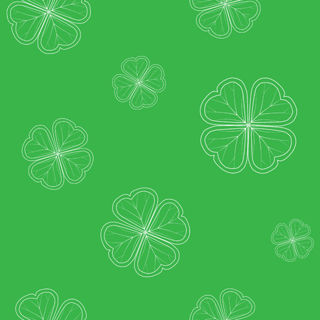Saint Patrick's Day pattern with green tender clover leaves on white background. vector illustration.のイラスト素材