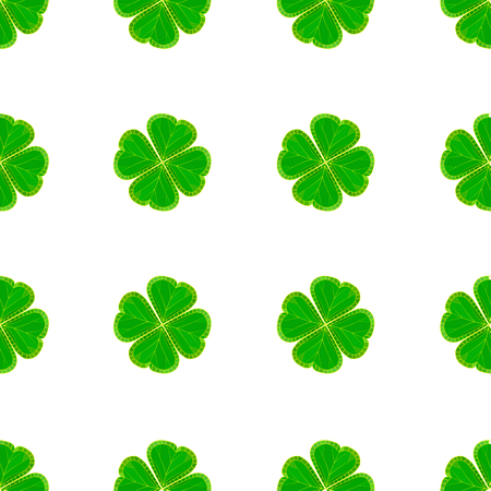 Saint Patrick's Day pattern with green mosaic clover leaves on white background. vector illustration.のイラスト素材